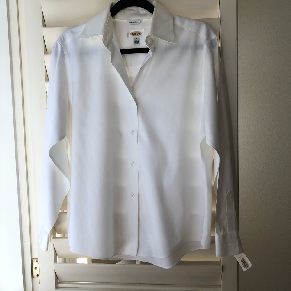 NWT Talbots White Collared Button Down Long Sleeve